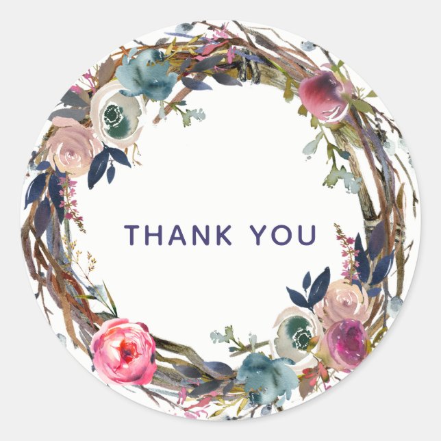 Adesivo Redondo Ramos Russos Fixa Verruga Floral Moderna Chic (Frente)