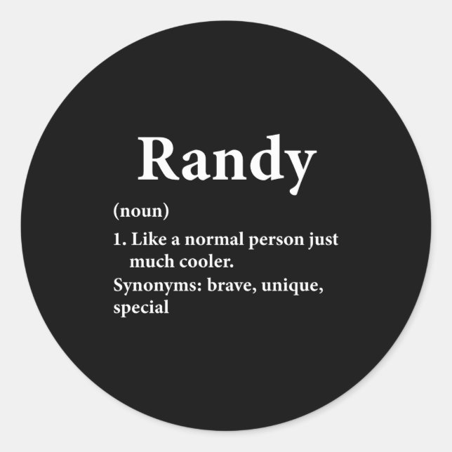 Adesivo Redondo Randy Name Definition Funny D  (Frente)