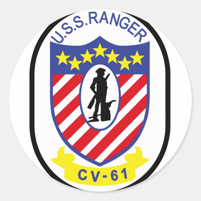 Adesivo Redondo Ranger USS (CV-61) (Frente)