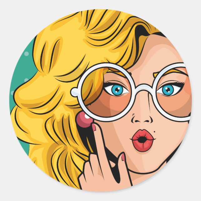 Adesivo Redondo Rapariga #1 (Frente)