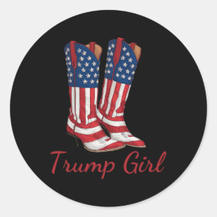 Adesivo Redondo Rapariga Americana Vote Trump Girl Republican Cowg
