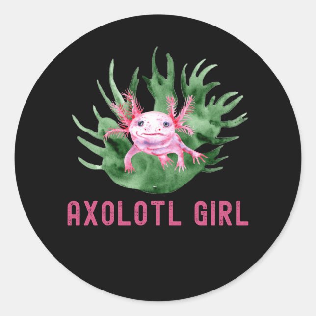 Adesivo Redondo Rapariga Axolotl, Lover Engraçado Engraçado (Frente)