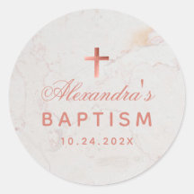 Rapariga Baptism Faux Rosa Dourado Marble Elegante