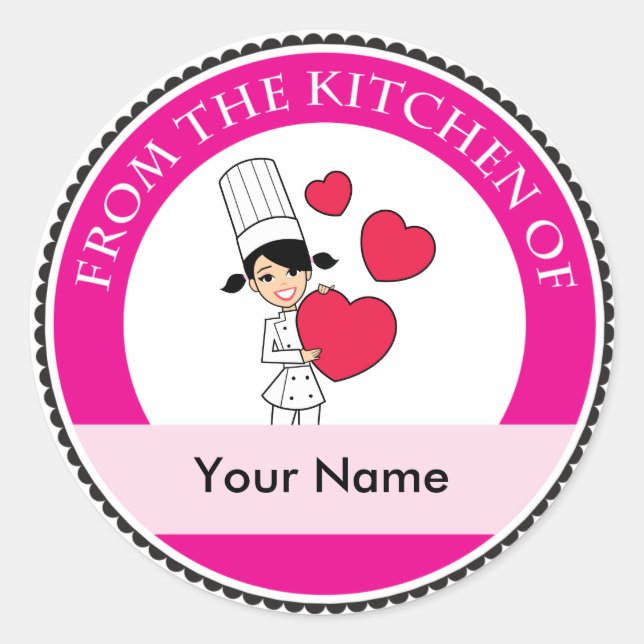 Adesivo Redondo Rapariga com Corações Motif - (Frente)