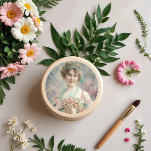 Adesivo Redondo Rapariga com rosas por Emile Vernon