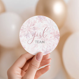 Adesivo Redondo Rapariga da Equipe de Revelação do Gênero Floco de