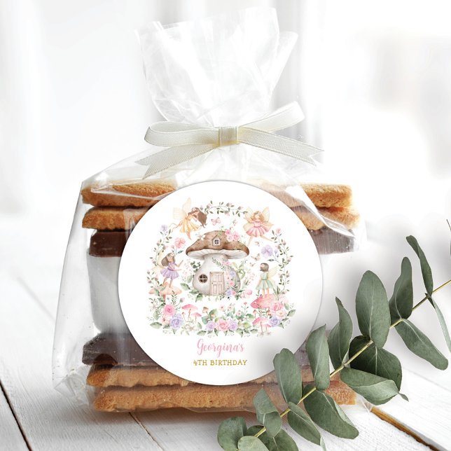 Adesivo Redondo Rapariga de Jardim Floral de Leite Rosa Púrpura An (Criador carregado)