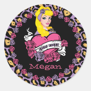 Adesivo Redondo Rapariga do Pin-up, Rock-a-Billy, Stickers