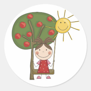 Adesivo Redondo Rapariga em T-shirts e presentes