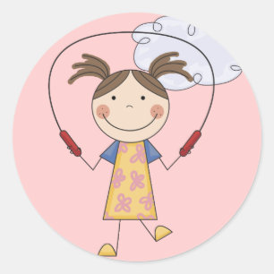 Adesivo Redondo Rapariga Jumping T-shirts e presentes