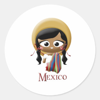 Adesivo Redondo Rapariga Mexicana