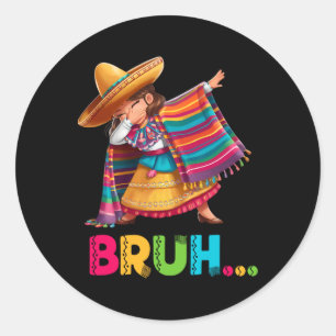 Adesivo Redondo Rapariga Mexicana Dabbing Bruh Poncho Engraçado Ci