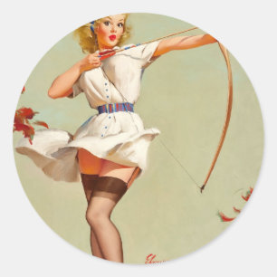 Adesivo Redondo Rapariga Pin-Up da Archery