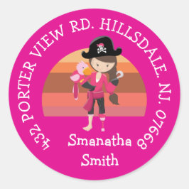 Adesivo Redondo Rapariga Rosa Papagaio Pidro Partido ENDEREÇO Clás