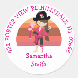 Adesivo Redondo Rapariga Rosa Papagaio-Rosa ENDEREÇO DO Partido Pi