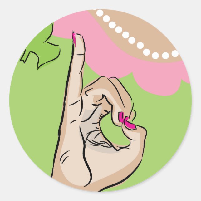 Adesivo Redondo Raparigas Bonito e bonitas artes (Frente)