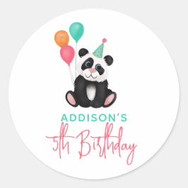 Adesivo Redondo Raparigas do Partido Moderno Panda Bear 5 Aniversá
