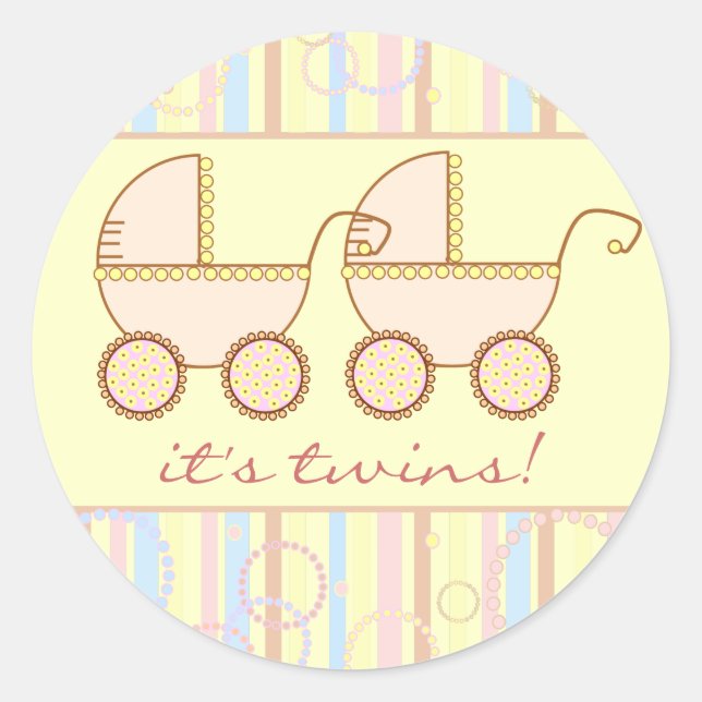 Adesivo Redondo Raparigas Gêmeas de Carruagem Dupla (Frente)