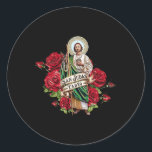 Adesivo Redondo Raparigas Rosas vermelhas San Judas Tadeo Con Band<br><div class="desc">Raparigas Rosas vermelhas San Judas Tadeo Con Bandera De México</div>