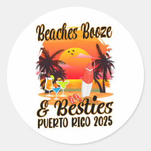 Adesivo Redondo Raparigas Trip 2025 Porto Rico Amigos Beaches Booz