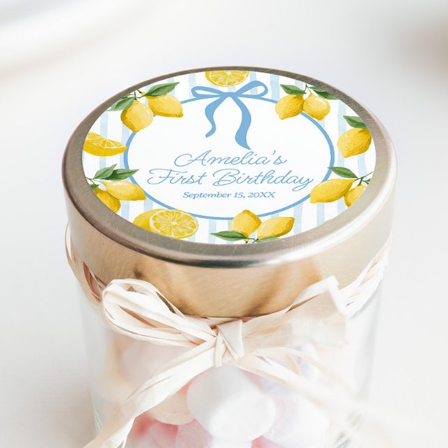 Adesivo Redondo Raparigas Whimsical Blue Arco Lemon Amalfi Anivers (Criador carregado)