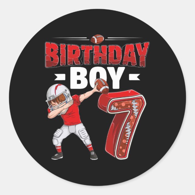 Adesivo Redondo Rapaz Dabbing, 7 anos, 7 de futebol americano (Frente)