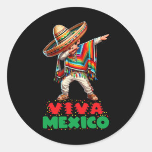 Adesivo Redondo Rapaz Mexicano Batando Cinco Dias de Independência