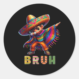 Adesivo Redondo Rapaz Mexicano Dabbing Poncho Cinco De Mayo Funny 