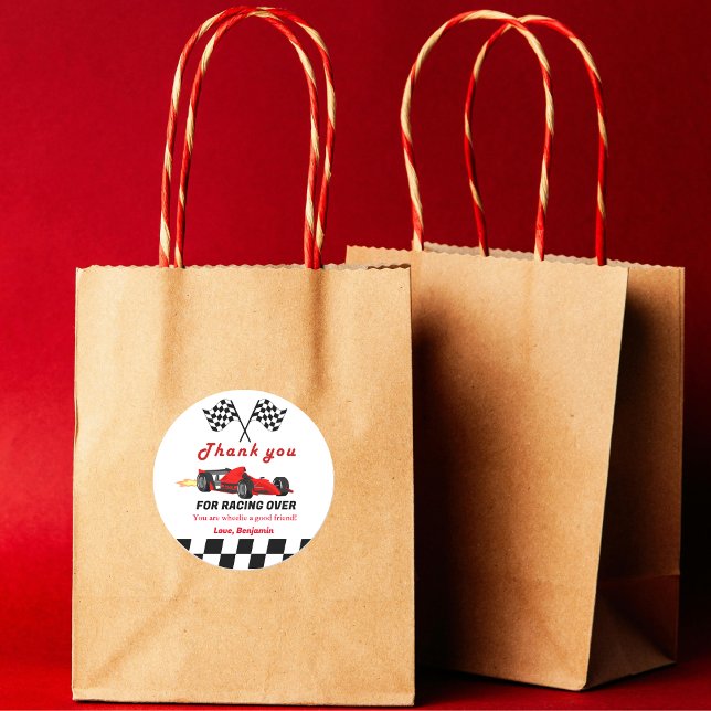 Adesivo Redondo Rapaz Raça Rápida Obrigado Aniversário (Criador carregado)