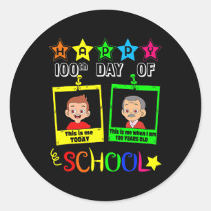 Adesivo Redondo Rapazes 100 Dias De Escola - Quando Tenho 100 Anos