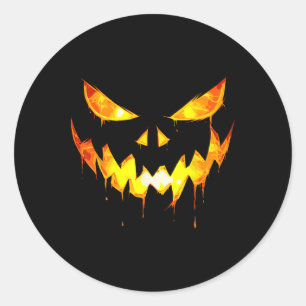 Adesivo Redondo Rapazes Assustadores Do Halloween Enfrentam Pumpki