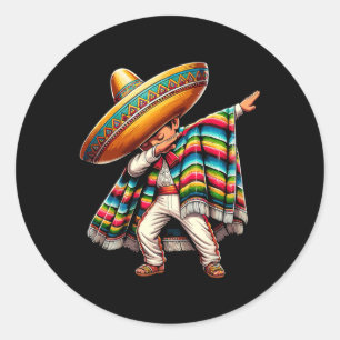 Adesivo Redondo Rapazes Dabbing Poncho Mexicano Cinco De Maio 1