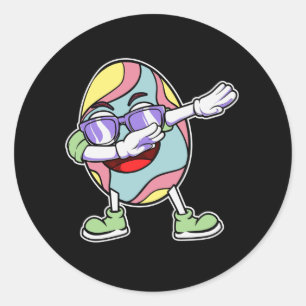 Adesivo Redondo Rapazes De Caça De Ovos Com Coelhinhos De Páscoa