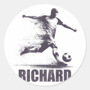 Adesivo Redondo Rapazes de Futebol Richard Personalizado Primeiro 