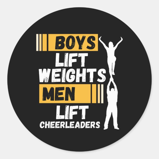 Adesivo Redondo Rapazes Levantam Pesos Homens Levantam Cheerleader (Frente)