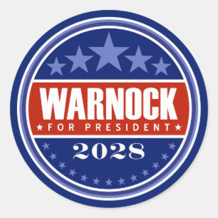 Adesivo Redondo Raphael Warnock para Presidente 2028