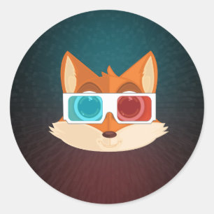 Adesivo Redondo Raposa - 3D
