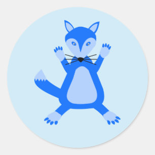 Adesivo Redondo Raposa-Bebê Azul