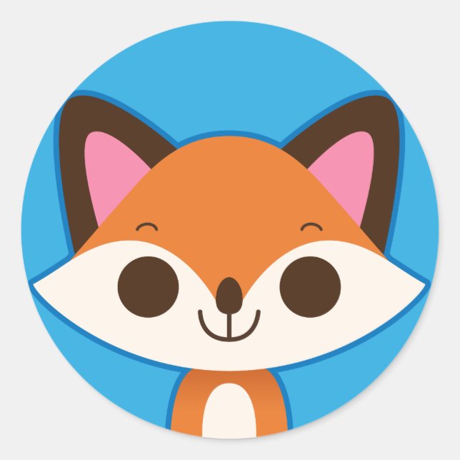 Adesivo Redondo Raposa-branca em azul (Frente)
