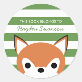 Adesivo Redondo Raposa-branca | Este Livro Pertence A