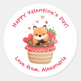 Adesivo Redondo Raposa-branca no Dia de os namorados de Crianças P