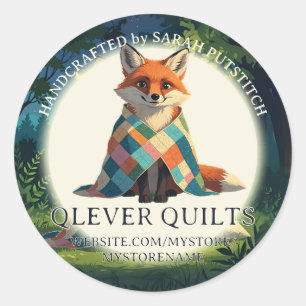 Adesivo Redondo Raposa-branca vestindo colcha de colcha