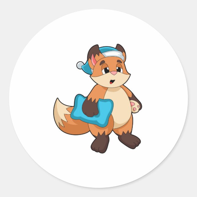 Adesivo Redondo Raposa com Nightcap (Frente)