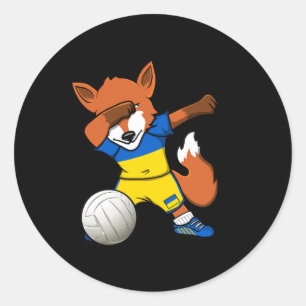 Adesivo Redondo Raposa Dançando Ucrânia Vôlei Fãs Camisa Ucraniano