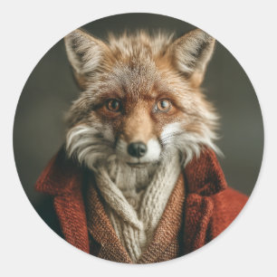Adesivo Redondo Raposa Dapper Estilo Cozy