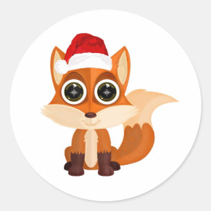 Adesivo Redondo Raposa de Natal