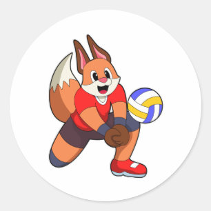 Adesivo Redondo Raposa nos Esportes de Voleibol