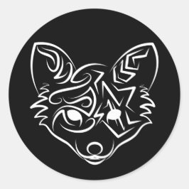 Adesivo Redondo Raposa Tribal Negra