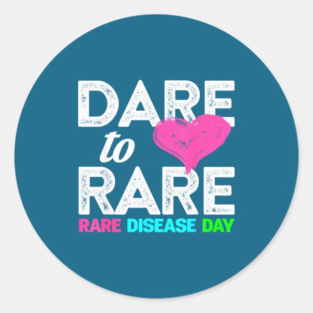 Adesivo Redondo Rare Disease Awareness Shirt - Dare To Rare Diseas (Frente)