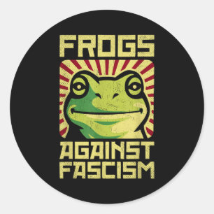 Adesivo Redondo Rãs Contra o Fascismo Protestam Democracia Frogtif